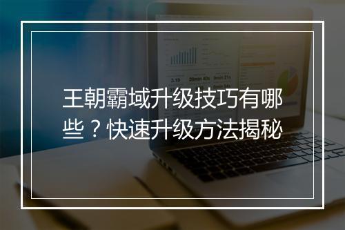 王朝霸域升级技巧有哪些？快速升级方法揭秘