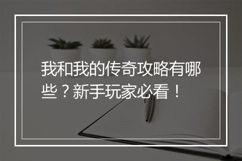 我和我的传奇攻略有哪些？新手玩家必看！