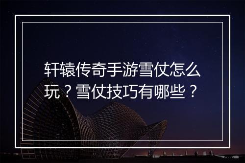 轩辕传奇手游雪仗怎么玩？雪仗技巧有哪些？
