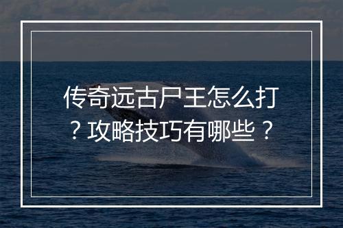 传奇远古尸王怎么打？攻略技巧有哪些？