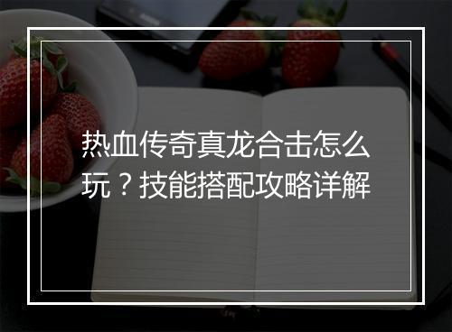 热血传奇真龙合击怎么玩？技能搭配攻略详解