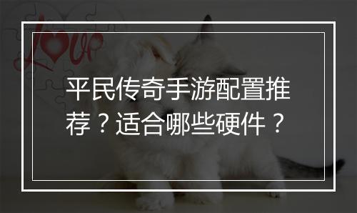 平民传奇手游配置推荐？适合哪些硬件？