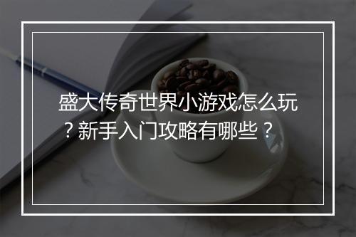 盛大传奇世界小游戏怎么玩？新手入门攻略有哪些？