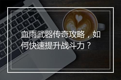 血雨武器传奇攻略，如何快速提升战斗力？