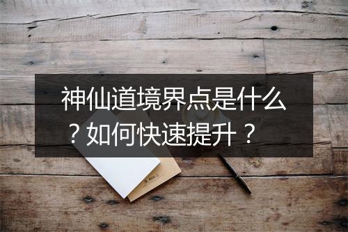 神仙道境界点是什么？如何快速提升？