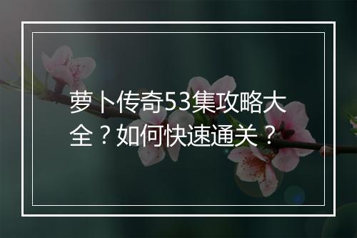 萝卜传奇53集攻略大全？如何快速通关？