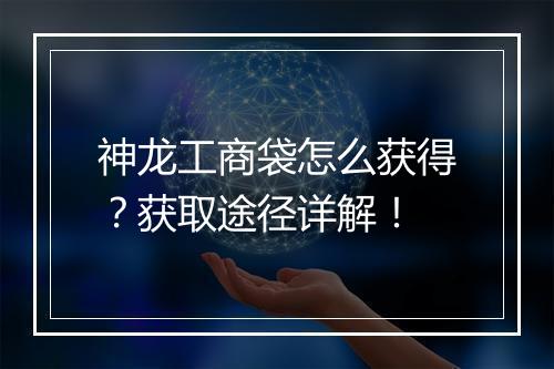 神龙工商袋怎么获得？获取途径详解！
