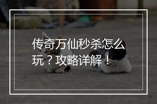 传奇万仙秒杀怎么玩？攻略详解！
