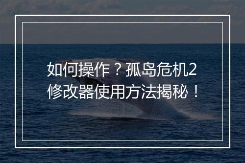 如何操作？孤岛危机2修改器使用方法揭秘！