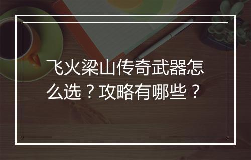 飞火梁山传奇武器怎么选？攻略有哪些？