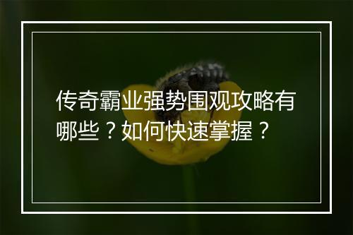 传奇霸业强势围观攻略有哪些？如何快速掌握？