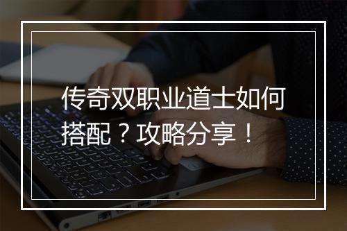 传奇双职业道士如何搭配？攻略分享！
