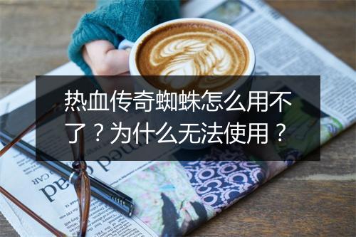 热血传奇蜘蛛怎么用不了？为什么无法使用？