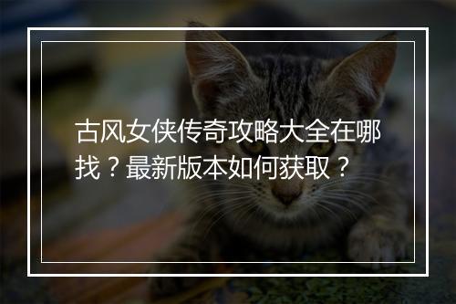古风女侠传奇攻略大全在哪找？最新版本如何获取？