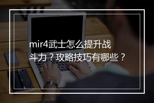 mir4武士怎么提升战斗力？攻略技巧有哪些？