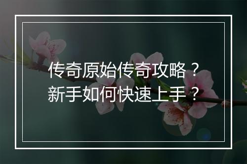 传奇原始传奇攻略？新手如何快速上手？