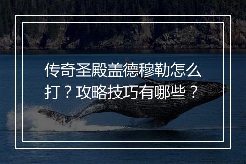 传奇圣殿盖德穆勒怎么打？攻略技巧有哪些？