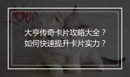 大亨传奇卡片攻略大全？如何快速提升卡片实力？