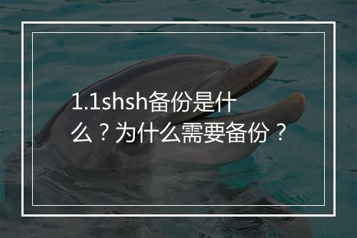 1.1shsh备份是什么？为什么需要备份？