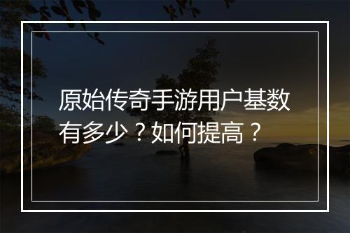 原始传奇手游用户基数有多少？如何提高？