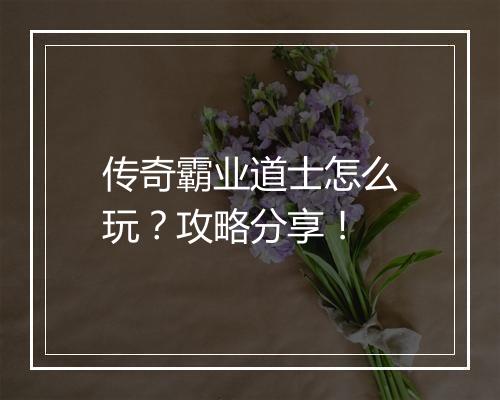 传奇霸业道士怎么玩？攻略分享！