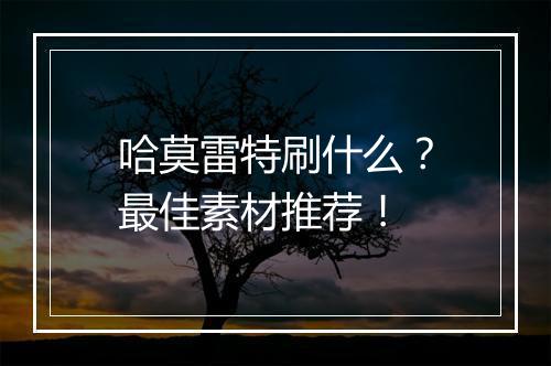 哈莫雷特刷什么？最佳素材推荐！
