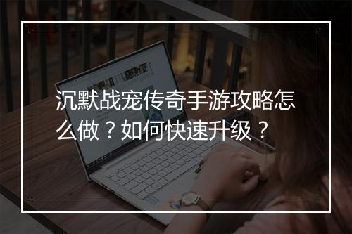 沉默战宠传奇手游攻略怎么做？如何快速升级？