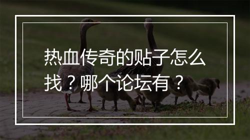热血传奇的贴子怎么找？哪个论坛有？