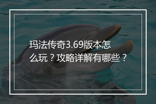 玛法传奇3.69版本怎么玩？攻略详解有哪些？