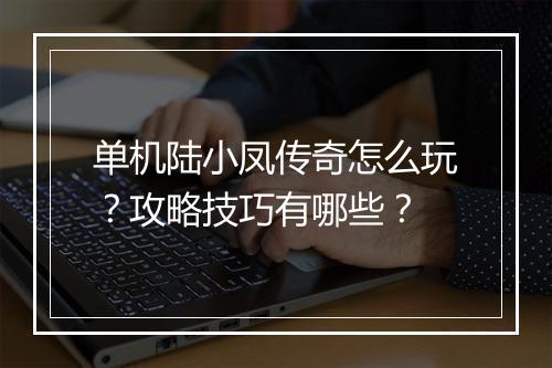 单机陆小凤传奇怎么玩？攻略技巧有哪些？