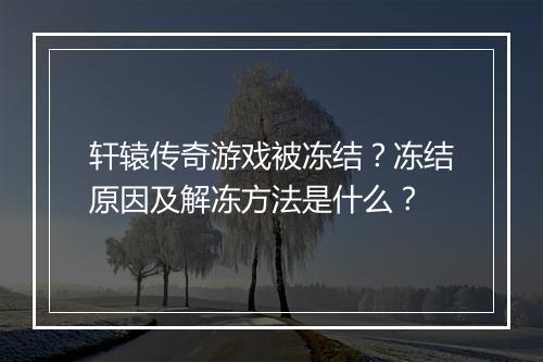 轩辕传奇游戏被冻结？冻结原因及解冻方法是什么？
