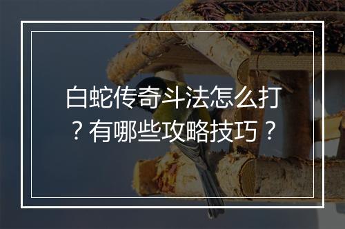 白蛇传奇斗法怎么打？有哪些攻略技巧？