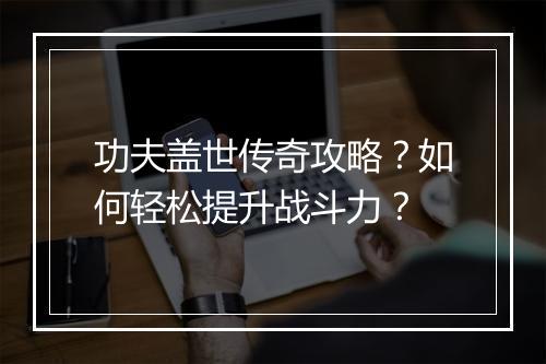 功夫盖世传奇攻略？如何轻松提升战斗力？