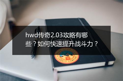 hwd传奇2.03攻略有哪些？如何快速提升战斗力？