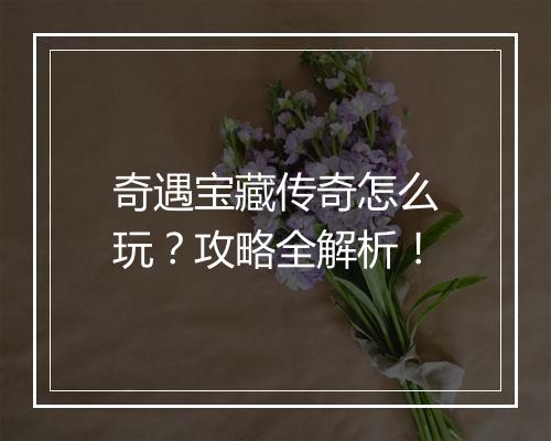 奇遇宝藏传奇怎么玩？攻略全解析！