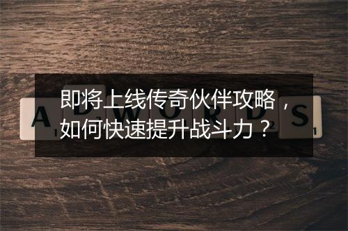 即将上线传奇伙伴攻略，如何快速提升战斗力？