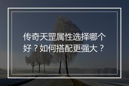传奇天罡属性选择哪个好？如何搭配更强大？
