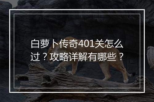 白萝卜传奇401关怎么过？攻略详解有哪些？