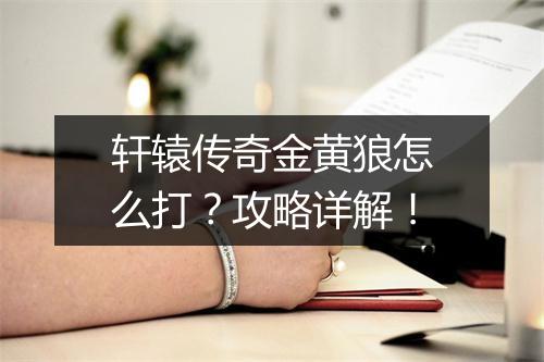 轩辕传奇金黄狼怎么打？攻略详解！