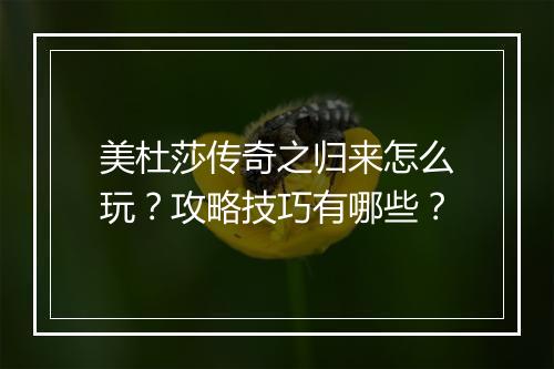 美杜莎传奇之归来怎么玩？攻略技巧有哪些？