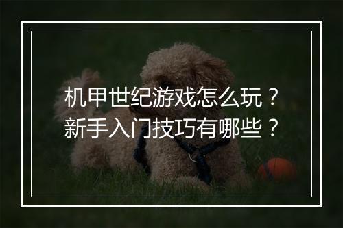 机甲世纪游戏怎么玩？新手入门技巧有哪些？
