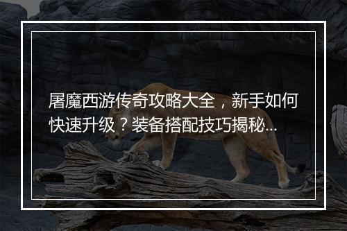 屠魔西游传奇攻略大全，新手如何快速升级？装备搭配技巧揭秘？