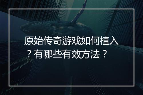 原始传奇游戏如何植入？有哪些有效方法？