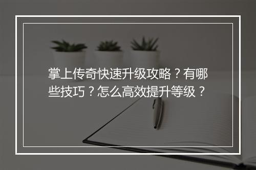 掌上传奇快速升级攻略？有哪些技巧？怎么高效提升等级？