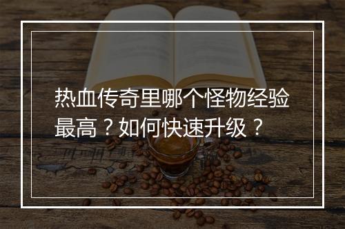 热血传奇里哪个怪物经验最高？如何快速升级？