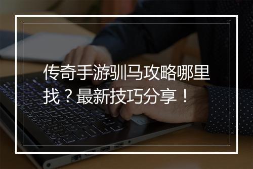 传奇手游驯马攻略哪里找？最新技巧分享！