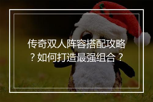 传奇双人阵容搭配攻略？如何打造最强组合？