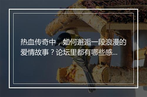 热血传奇中，如何邂逅一段浪漫的爱情故事？论坛里都有哪些感人瞬间？