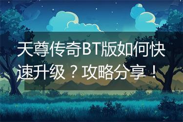 天尊传奇BT版如何快速升级？攻略分享！
