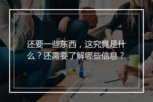 还要一些东西，这究竟是什么？还需要了解哪些信息？